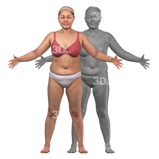 Whole Body Woman Asian 3D RAW A-Pose Bodies