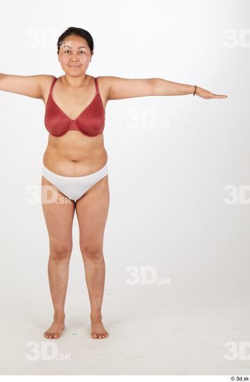 Whole Body Woman T poses Asian Chubby Street photo references