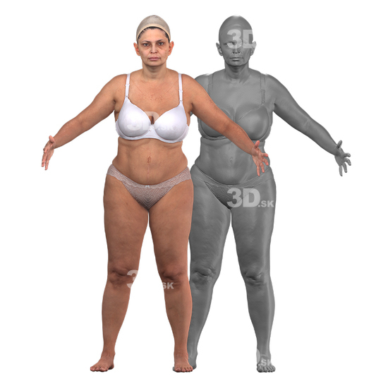 Whole Body Woman Underwear Hispanic 3D Clean A-Pose Bodies