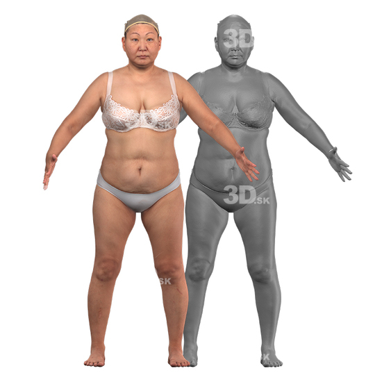 Whole Body Woman White 3D RAW A-Pose Bodies