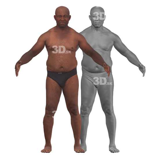 Whole Body Man Black 3D RAW A-Pose Bodies