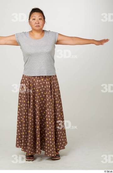 Whole Body Woman T poses Asian Casual Chubby Street photo references