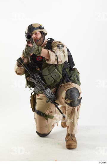 Whole Body Weapons-Rifle Man Pose with machine rifle White Army Athletic Bearded Studio photo references