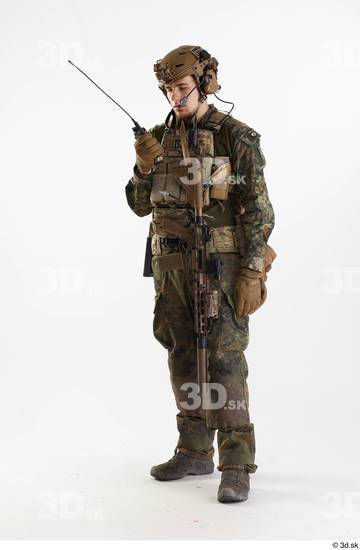 Whole Body Weapons-Rifle Man Pose with machine rifle White Army Athletic Studio photo references