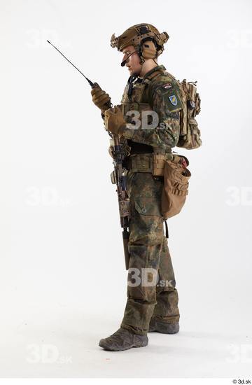 Whole Body Weapons-Rifle Man Pose with machine rifle White Army Athletic Studio photo references