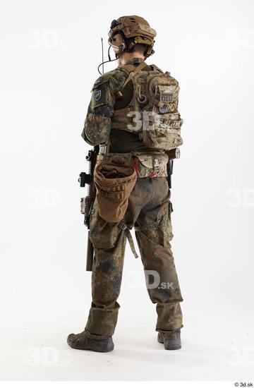 Whole Body Weapons-Rifle Man Pose with machine rifle White Army Athletic Studio photo references