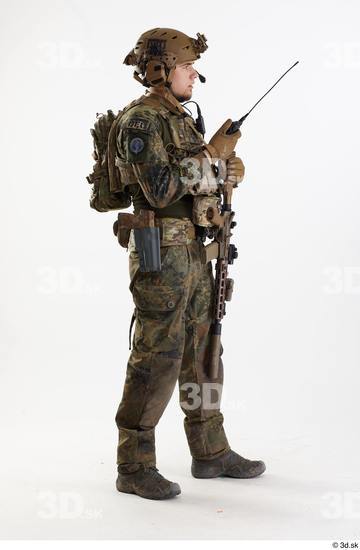 Whole Body Weapons-Rifle Man Pose with machine rifle White Army Athletic Studio photo references