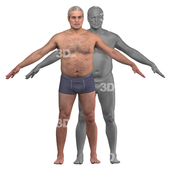 Whole Body Man White Underwear 3D Clean A-Pose Bodies