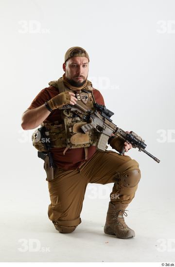 Whole Body Weapons-Rifle Man Pose with machine rifle White Army Athletic Bearded Studio photo references