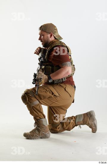 Whole Body Weapons-Rifle Man Pose with machine rifle White Army Athletic Bearded Studio photo references