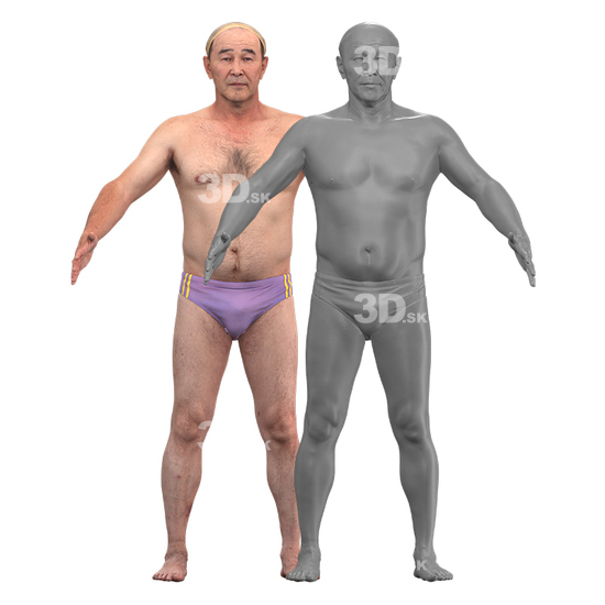 Whole Body Man Asian 3D RAW A-Pose Bodies