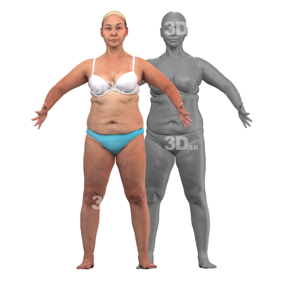 Whole Body Woman Asian 3D RAW A-Pose Bodies