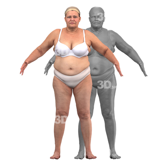 Whole Body Woman Underwear Hispanic 3D Clean A-Pose Bodies