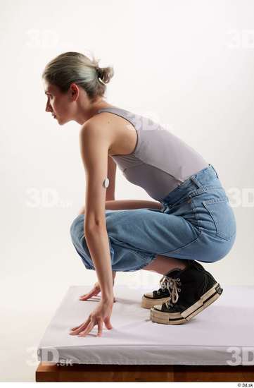 Woman White Slim Female Studio Poses