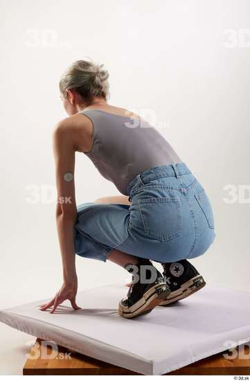 Woman White Slim Female Studio Poses