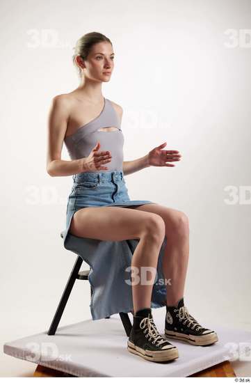 Woman White Slim Female Studio Poses