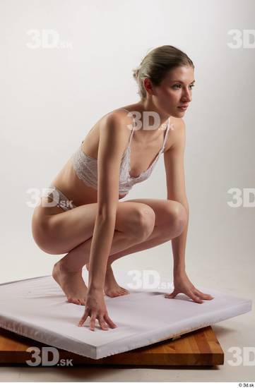 Woman White Slim Female Studio Poses