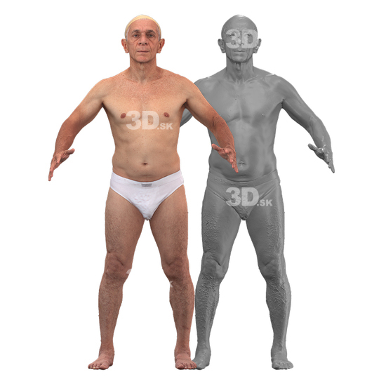 Whole Body Man White Underwear 3D Clean A-Pose Bodies