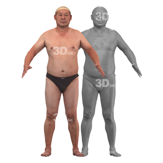 Whole Body Man Asian Underwear 3D Clean A-Pose Bodies