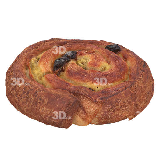 Food Puff Pastry Snails with Custard and Raisins 3D Scan