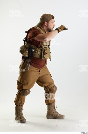 Whole Body Weapons-Knife/Sword Man Pose with knife White Army Athletic Bearded Studio photo references