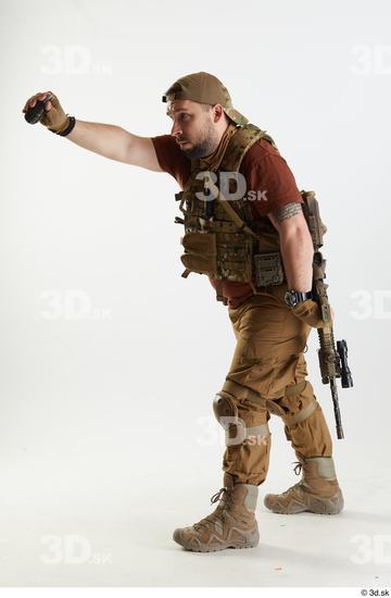 Whole Body Weapons-Other Man White Army Athletic Bearded Studio photo references