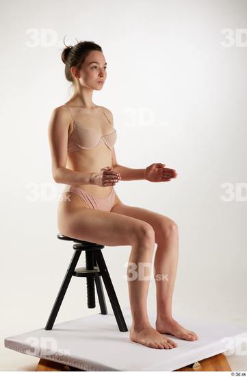 Woman White Slim Female Studio Poses