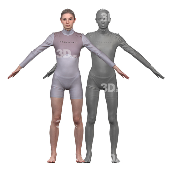 Whole Body Woman White 3D Clean A-Pose Bodies