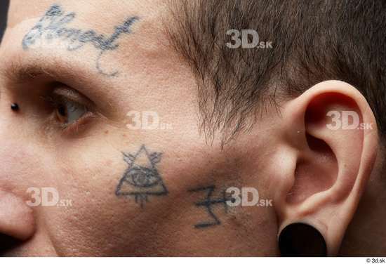 Eye Cheek Ear Hair Skin Man White Tattoo Piercing Slim Studio photo references