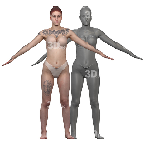 Whole Body Woman White 3D Clean A-Pose Bodies