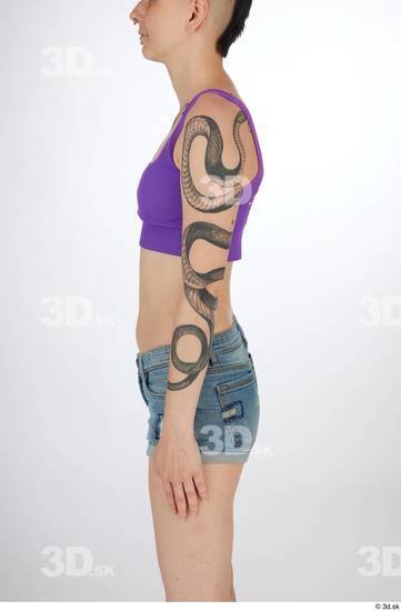 Whole Body Woman T poses White Tattoo Casual Slim Street photo references