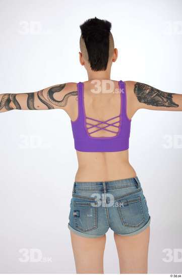 Whole Body Woman T poses White Tattoo Casual Slim Street photo references