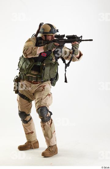 Whole Body Weapons-Rifle Man Pose with machine rifle White Army Athletic Bearded Studio photo references