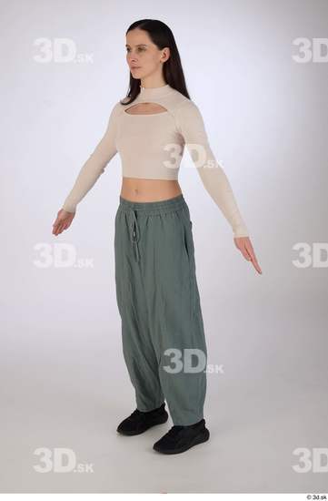 Whole Body Woman T poses White Casual Slim Street photo references