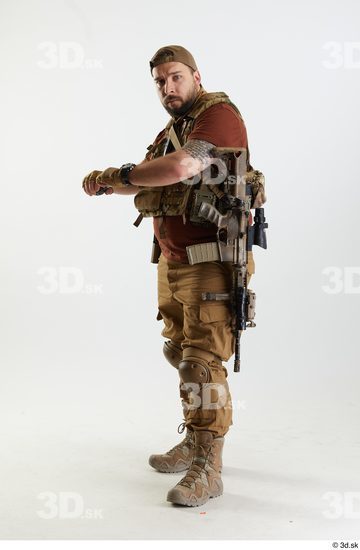 Whole Body Weapons-Other Man White Army Athletic Bearded Studio photo references