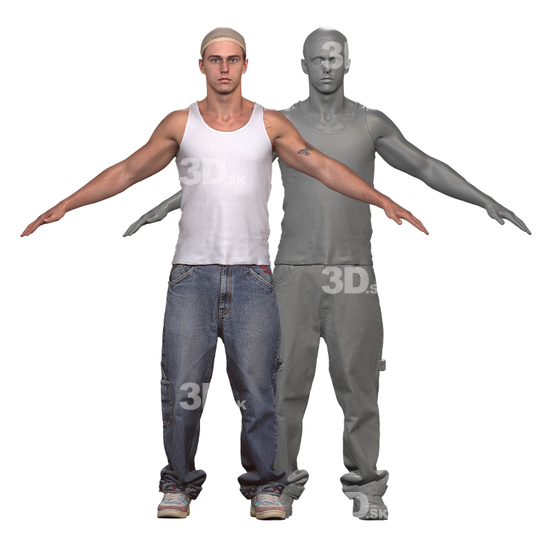 Whole Body Man White 3D Clean A-Pose Bodies