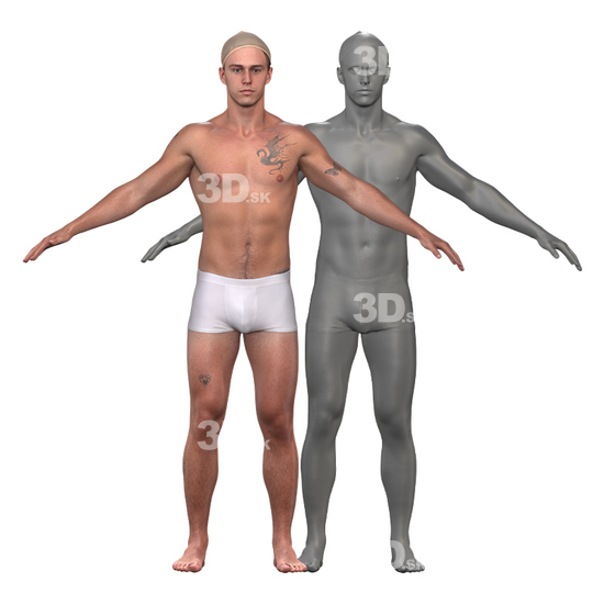 Whole Body Man White 3D Clean A-Pose Bodies