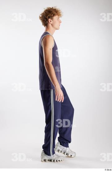 Whole Body Man White Sports Pants Slim Walking Top Studio photo references