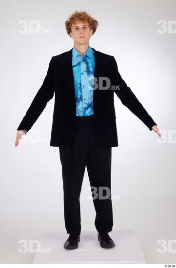 Whole Body Man White Formal Shoes Shirt Pants Jacket Slim Standing Studio photo references