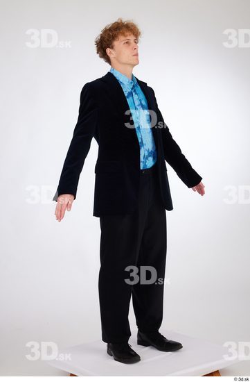 Whole Body Man White Formal Shoes Shirt Pants Jacket Slim Standing Studio photo references