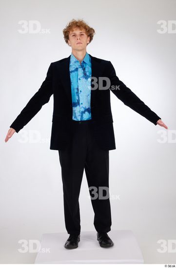 Whole Body Man White Formal Shoes Shirt Pants Jacket Slim Standing Studio photo references