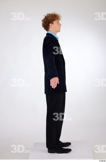 Whole Body Man White Formal Shoes Shirt Pants Jacket Slim Standing Studio photo references