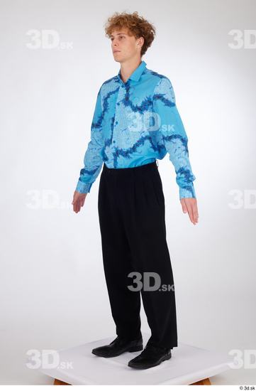 Whole Body Man White Formal Shoes Shirt Pants Slim Standing Studio photo references