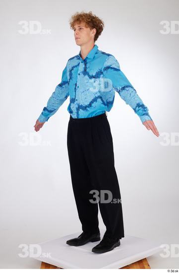 Whole Body Man White Formal Shoes Shirt Pants Slim Standing Studio photo references