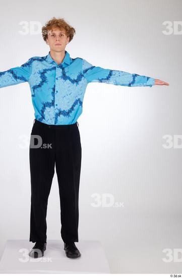 Whole Body Man White Formal Shoes Shirt Pants Slim Standing Studio photo references