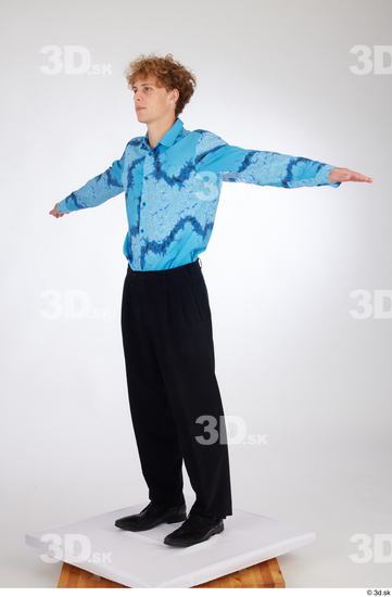 Whole Body Man White Formal Shoes Shirt Pants Slim Standing Studio photo references