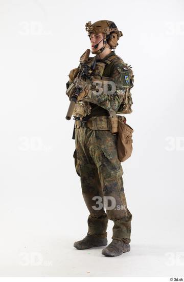 Whole Body Weapons-Rifle Man Pose with machine rifle White Army Athletic Studio photo references