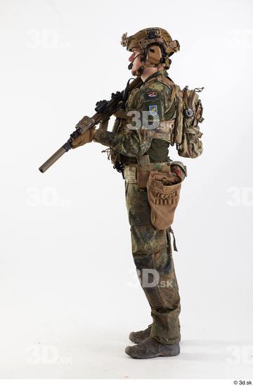 Whole Body Weapons-Rifle Man Pose with machine rifle White Army Athletic Studio photo references