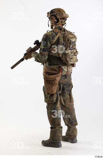 Whole Body Weapons-Rifle Man Pose with machine rifle White Army Athletic Studio photo references