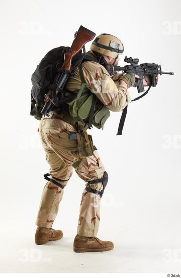 Whole Body Weapons-Rifle Man Pose with machine rifle White Army Athletic Bearded Studio photo references